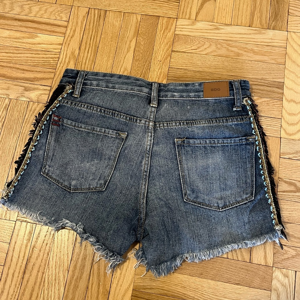 BDG Blue Distressed Jean Shorts with Studs - Picture 4 of 6
